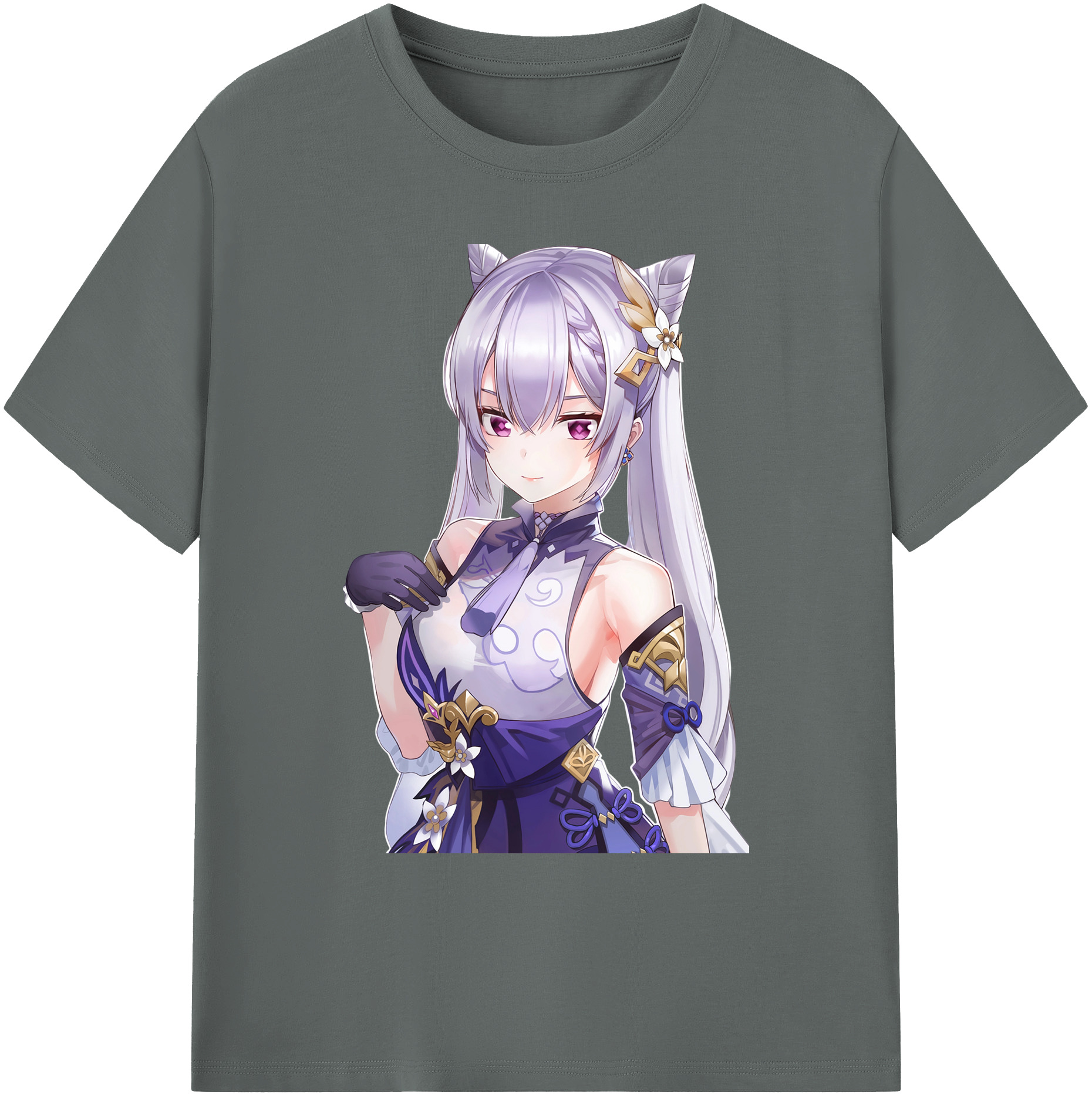 げんし神 刻晴 こくせい genshin Kokusei 綿100％ メンズ半袖Tシャツ｜肌触りやわらか＆通気性